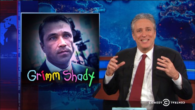 "Grimm Shady" and host Jon Stewart. (screengrab)