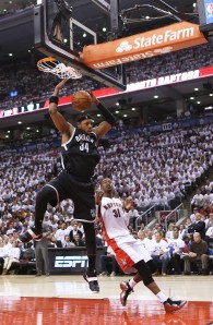 Paul Pierce #34 of the Brooklyn Nets plays against the Toronto Raptors in Game Seven of the NBA Eastern Conference Quarterfinals. (Photo by Claus Andersen/Getty)