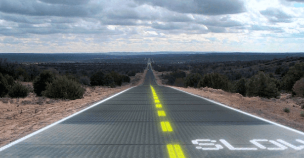 This rendering paints a picture of the obviously imaginary potential for Solar Roadways. (Photo via Solar Roadways)