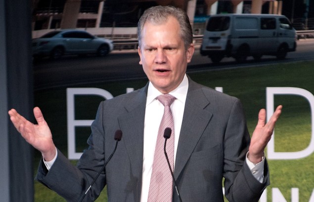 New York Times publisher Arthur O. Sulzberger, Jr. speaks on stage during the 2013 Energy For Tomorrow Conference at The Times Center. (Getty Images)
