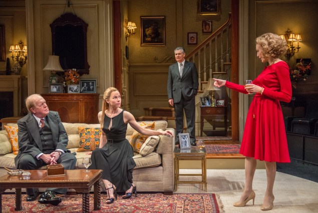 John Aylward, Kristen Bush, Kevin O’Rouke and Jan Maxwell, from left. (Photo by Joan Marcus)