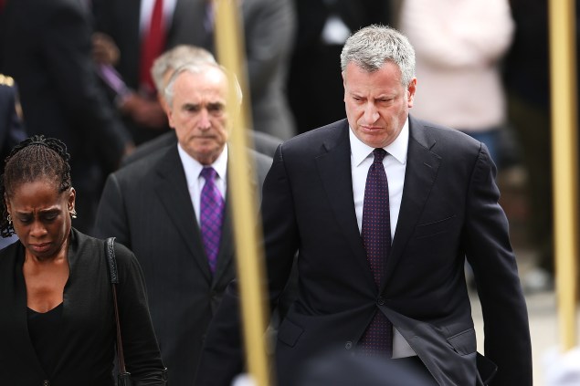 Mayor Bill de Blasio with NYPD Commissioner Bill Bratton. (Photo: Spencer Platt/Getty Images)