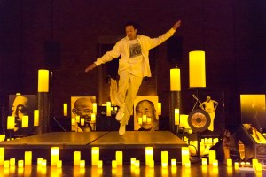 Photo: Savion Glover in "OM: THE OFFERINGZ, THE PRAYERS, THE RESOLUTIONZ"; photo call: Tuesday, June 24, 2014; 4:30 PM at Joyce Theater; Photograph: © 2014 Richard Termine PHOTO CREDIT - Richard Termine