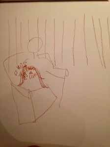My attempt to draw "Dora Maar in an Amchair" with my eyes closed might even be more abstract than Picasso's. (Lauren Feiner)