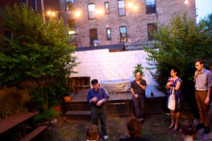 Mr. Kirchheimer held a discussion after his films in the quaint backyard of UnionDocs.