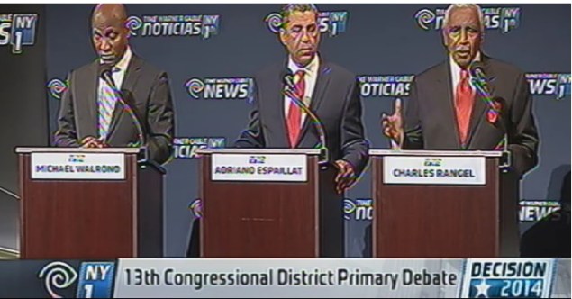 The three candidates for the 13th Congressional District faced off in a NY1-sponsored debate tonight.
