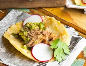 Palo Santo's Slow Heritage Pork tacos are cooked in beer, vegetables and mole spice. (Courtesy of Palo Santo)