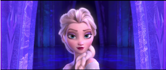 Screenshot of Queen Elsa singing "Let it Go" from Disney's Frozen