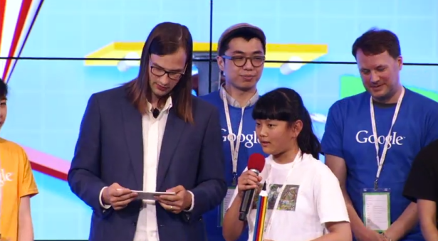 Ms. Zhang, after learning she'd won. (Screengrab: YouTube)