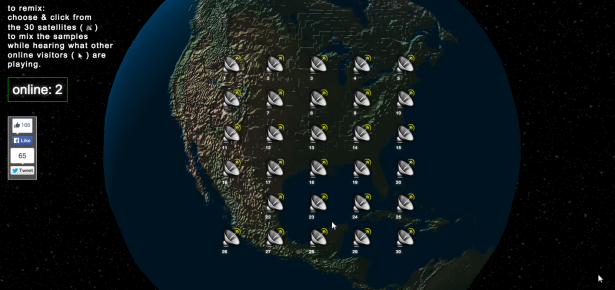 Each satellite is clickable, representing a different sound byte. (Screengrab via Dis Magazine)