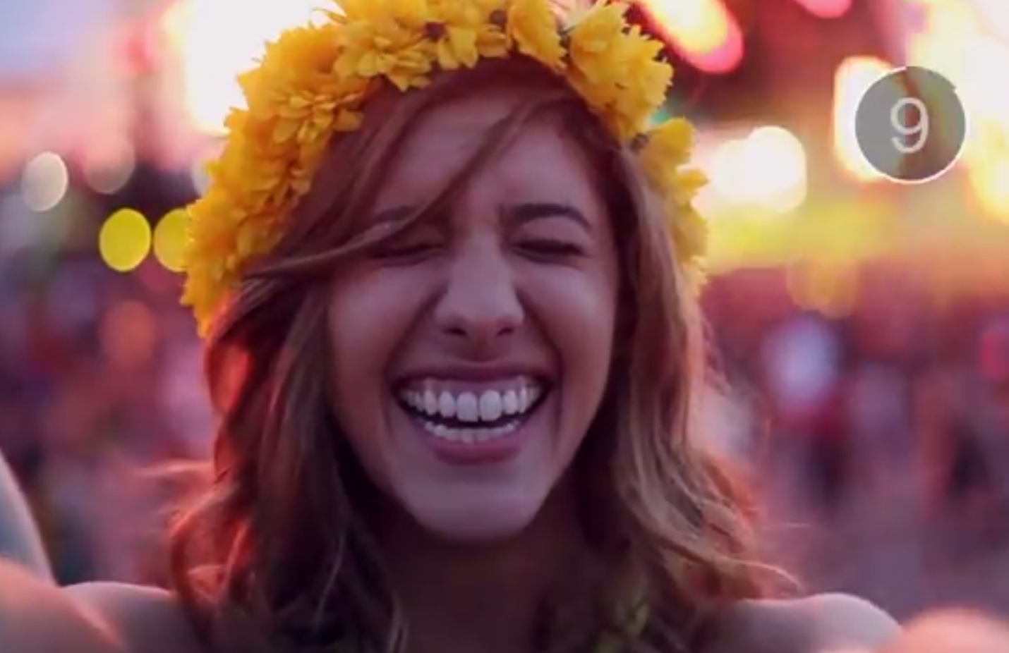 Obligatory girl in flower crown at festival. (Screengrab via Snapchat)