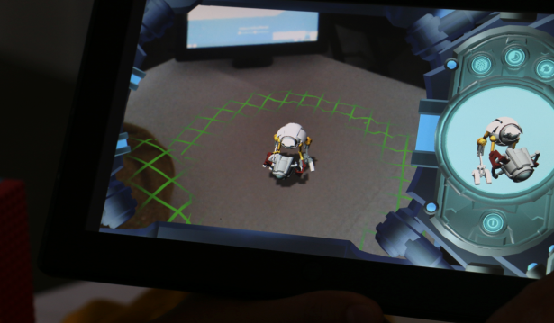 When the Mr. Bhowmik moved the tablet to put an object between the camera and the robot, the robot disappeared behind the obstruction. (Photo by Jack Smith IV)