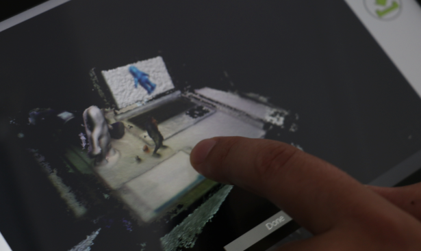 The 3D model of the desktop, in full color, after about 30 seconds of scanning. (Photo by Jack Smith IV)