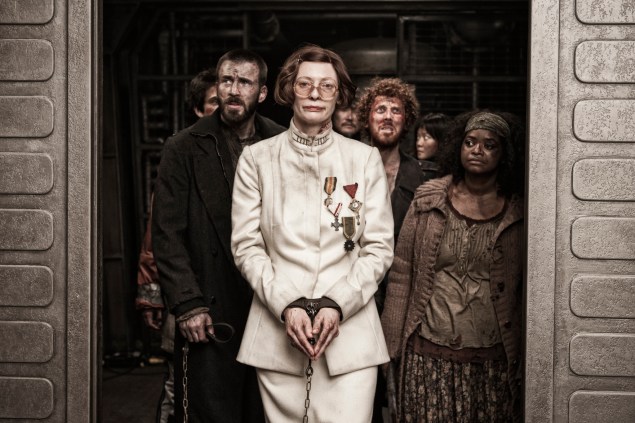 Tilda Swinton, center, in Snowpiercer.