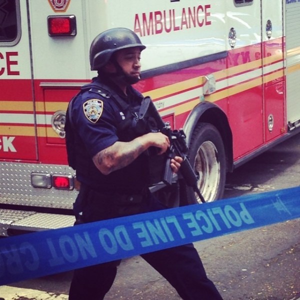 NYPD officer at the scene of the shooting. (Alexis Green/Instagram)