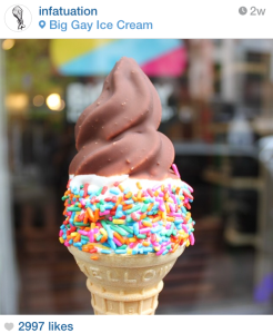 Big Gay Ice Cream's inventive cones, particularly the Salty Pimp and Merlin, pictured, have become Instagram celebrities themselves, garnering thousands of likes. (Photo courtesy of Infatuation)