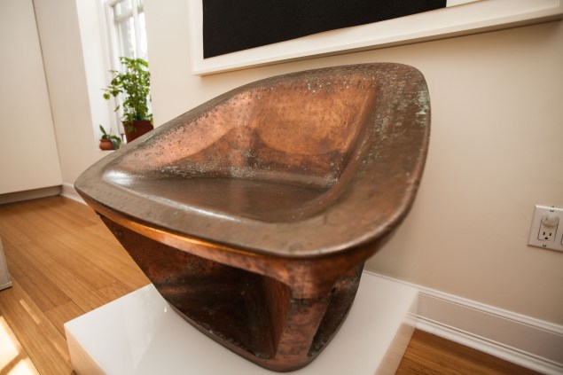 A Richard Serra chair on display in the living room. (Photo by Emily Assiran)