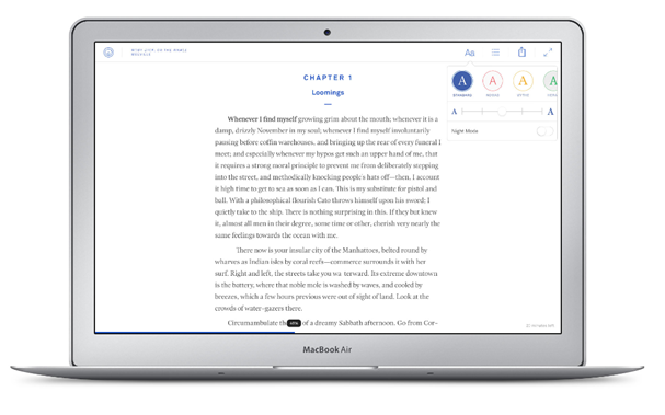 Oyster's desktop experience is going to be make reading books more like reading a blog or news article. (Photo via Oyster)