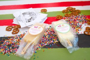 Dessert was a choice of grapefruit popsicles or cereal milk pudding popsicles by Christina Tosi of Momofuku Milk Bar. (photo by Daniel Cole)