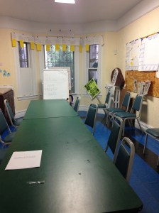 The room at Picture the Homeless where the weekly writing classes are held. (Lauren Feiner)