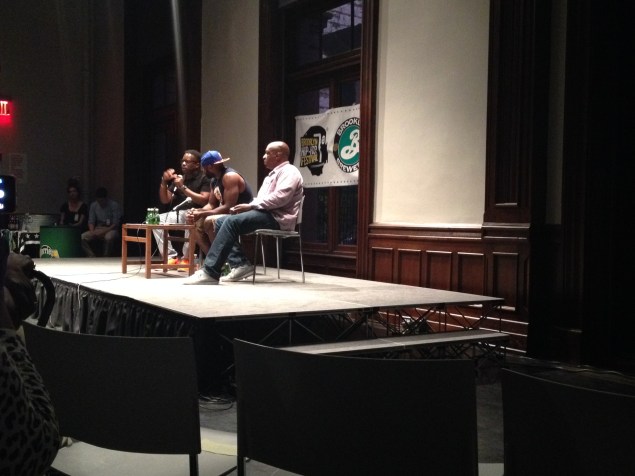 (Photo by Emma Hernandez/Observer) BK Hip Hop Festival Founder sits with DJ Rob Swift and Ralph "Uncle Ralph" McDaniels during the second "Told It First Hand" panel discussion.
