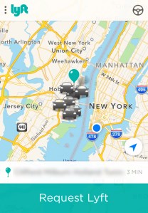 The only Lyft drivers in the entirety of New York were actually in Jersey. (Screenshot, Meredith Carey)