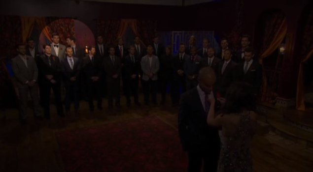 They don't have the audio, but footage shows Andrew clearly whispered something to J.J. as Ron accepted his rose.