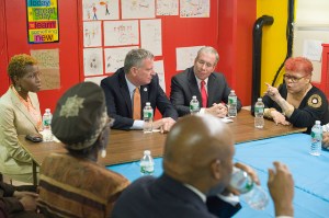 Mayor Bill de Blasio with Comptroller Scott Stringer at a press conference earlier this year. (Photo: NYC Mayor's Office)