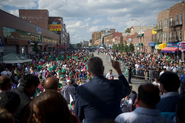 Mayor Bill de Blasio speaking at the Brooklyn Mela Parade celebrating Pakistan's independence. (Photo: NYC Mayor's Office)