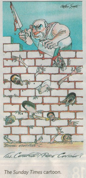 The cartoon by Gerald Scarfe published in The Sunday Times.