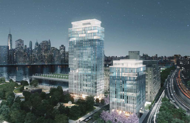 Proposed design for the Pier 6 towers (Rendering by Asymptote Architecture).