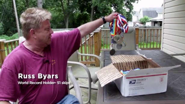 Ross Byars, world record holder in stone skipping, will be featured in the documentary. (Screengrab: Kickstarter)