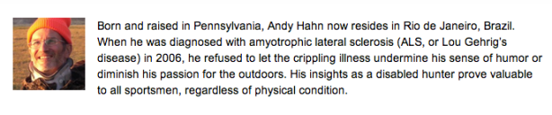 Mr. Hahn's author bio on an outdoor blog. (Alloutdoor.com)