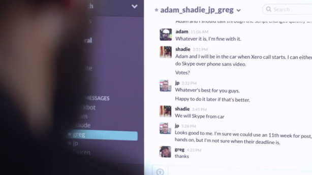 Slack is essentially a chat room that integrates with things like Google Docs, Dropbox and Twitter. It's like a co-working space: everything you need in one place, so you never want to leave. (Screengrab via ____)