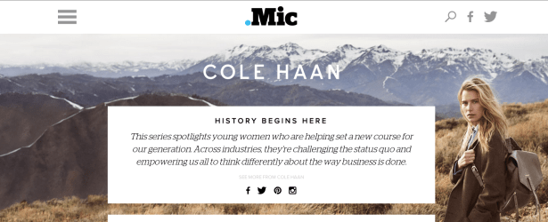 Mic knows that people can react poorly if content marketing isn't clearly marked. (Screengrab via Mic)