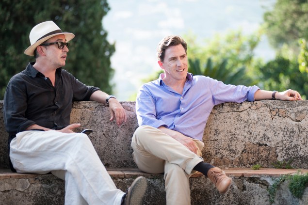 Steve Coogan, left, and Rob Brydon wine and dine in The Trip to Italy.