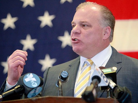 Sweeney defended his bill to introduce quarterly pension payments against Christie's attack