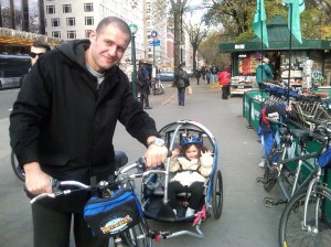 Biking in Manhattan with my daughter -- then 3, now 9.