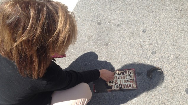 The unveiling of the new Toynbee Tile. (Photo by Tribeca Film Festival)