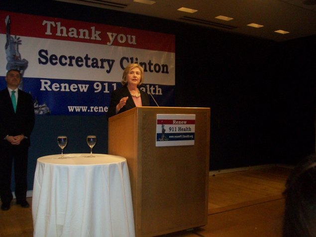 Hillary Clinton addressed the crowd. (Photo: Ross Barkan)