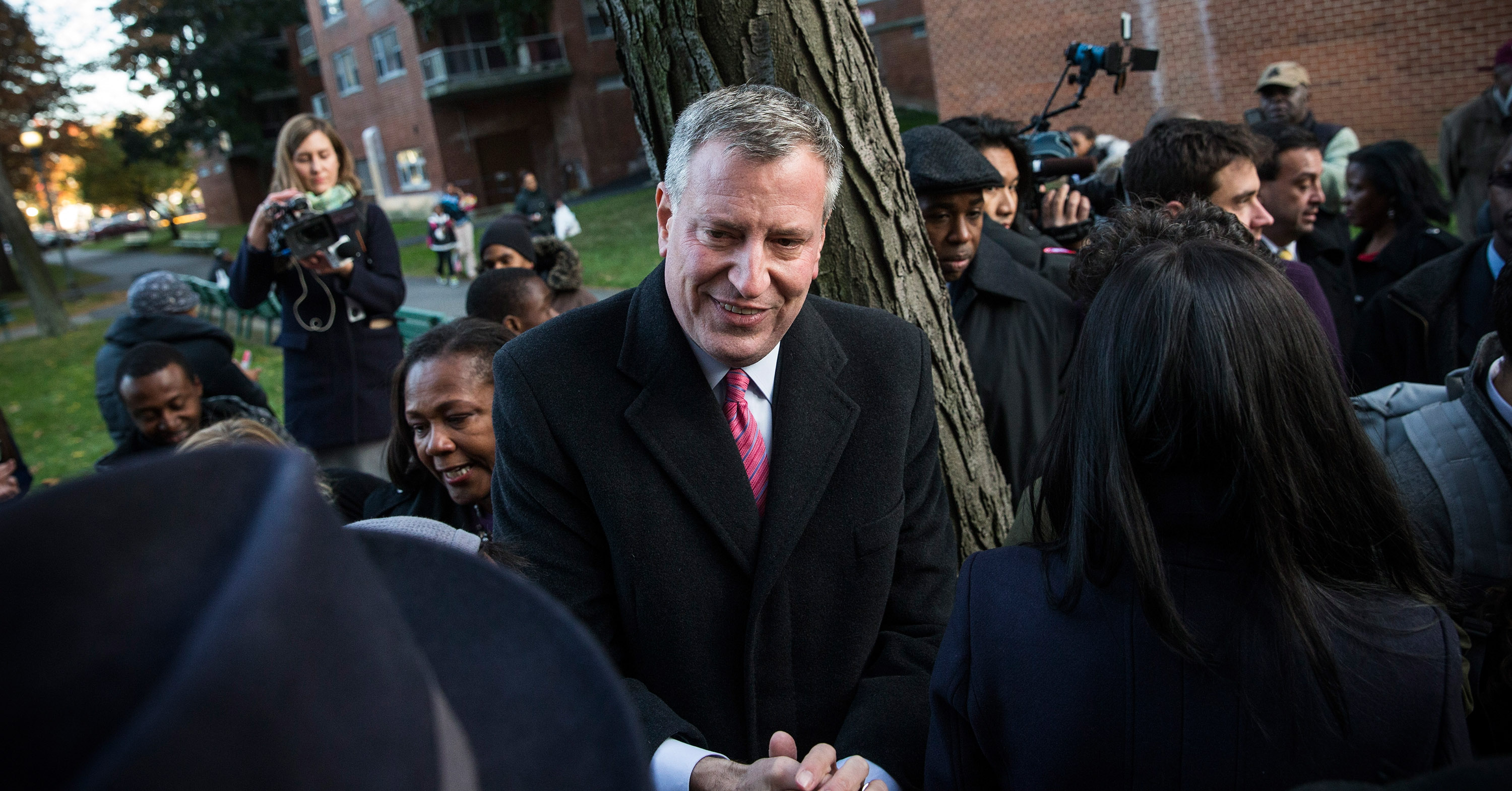 NYC Mayoral Candidate Bill De Blasio Campaigns One Day Before Election