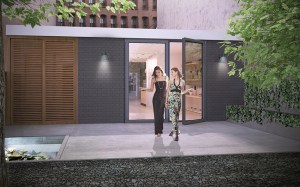 A rendering of the back patio. (Thread Collective.)