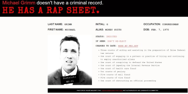 TheGrimmFile.com depict Michael Grimm as a wanted criminal (Screengrab: TheGrimmFile.com).