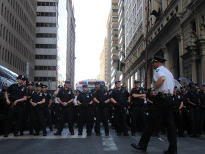 Dozens of officers surrounded the protest (Photo: Will Bredderman).