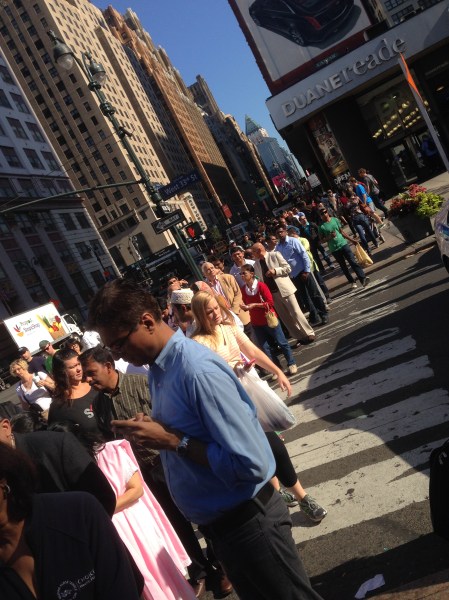 The line of attendees waiting outside MSG to see Prime Minister Modi stretched for more than a block.