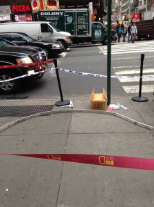 This metal pole hit two tour workers outside the M&M store and caused lots of headaches Wednesday morning