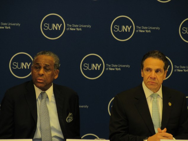 Andrew Cuomo with Carl McCall (Photo: Will Bredderman).