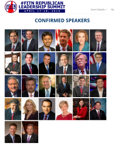 New Hampshire was supposed to be fertile ground for Christie, who visited often in 2014, but his tardy response to a critical party function may have underlined organizational problems there; the governor appears last on this who's who of Republicans appearing at the dinner. (screencap "First in the Nation" Leadership Summit)