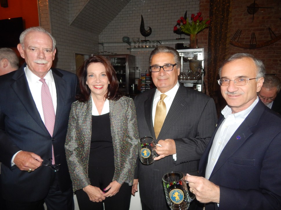 At Chris Durkin's Bash: From left, Tom Barrett, Bloomfield Clerk Louise Palagano, Joe Parlavecchio, and Montclair Deputy Mayor Robert Russo.