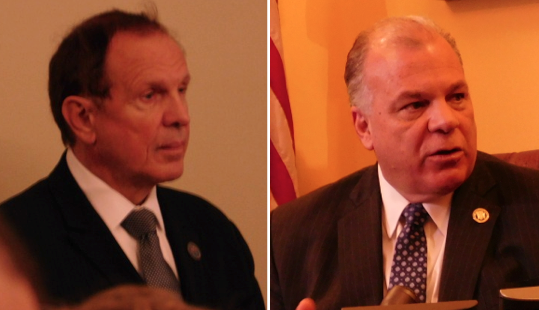 Lesniak (left) and Sweeney disagree about how to proceed with Kean investigation.